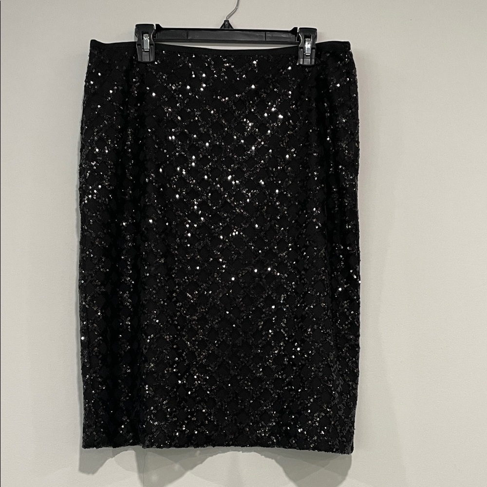 Ann Taylor Black Sequin Pencil Skirt